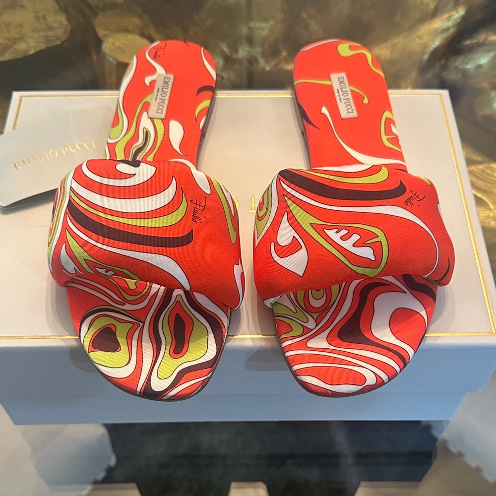 Emilio Pucci Silk Slides WORN ONCE- 💯 Sz 40